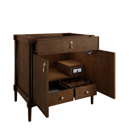 Renovate for Less Atlanta Kinnsden 36" Single Vanity, Sable Oak w/ 3 CM Siberian Silestone Top