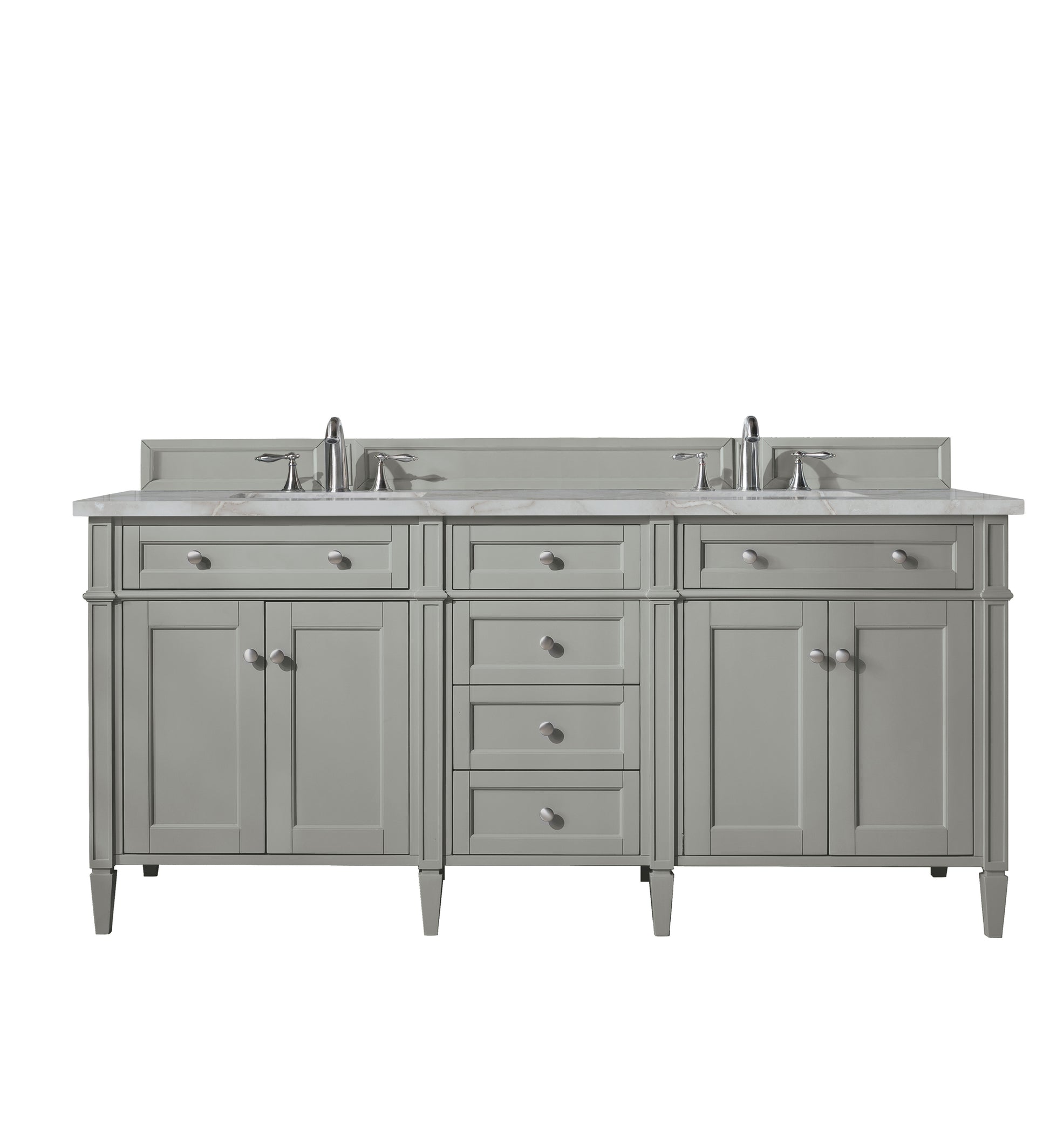Renovate for Less Atlanta Brittany 72" Double Vanity, Urban Gray w/ 3 CM Victorian Silver Silestone Top
