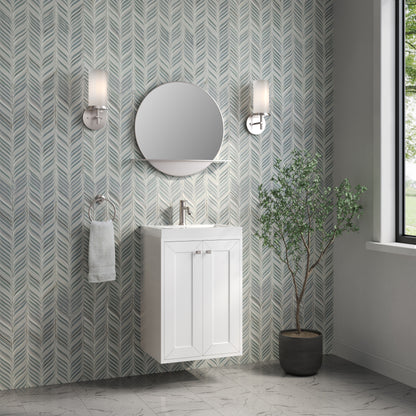 Renovate for Less Atlanta Chianti 20" Single Vanity, Glossy White, Brushed Nickel, w/ White Glossy Composite Stone Top