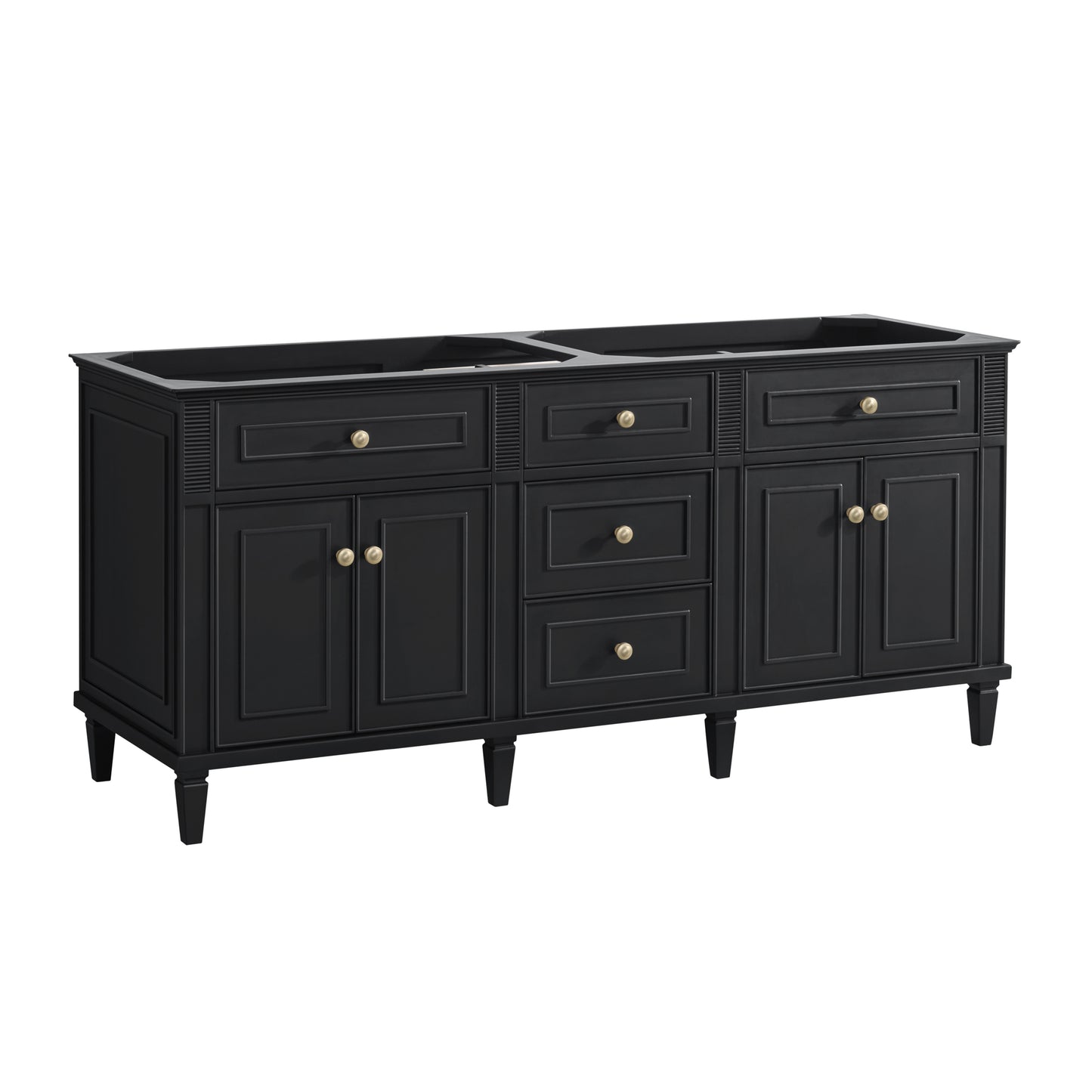 Renovate for Less Atlanta Lorelai 72" Double Vanity, Black Onyx w/ 3 CM White Zeus Silestone Top