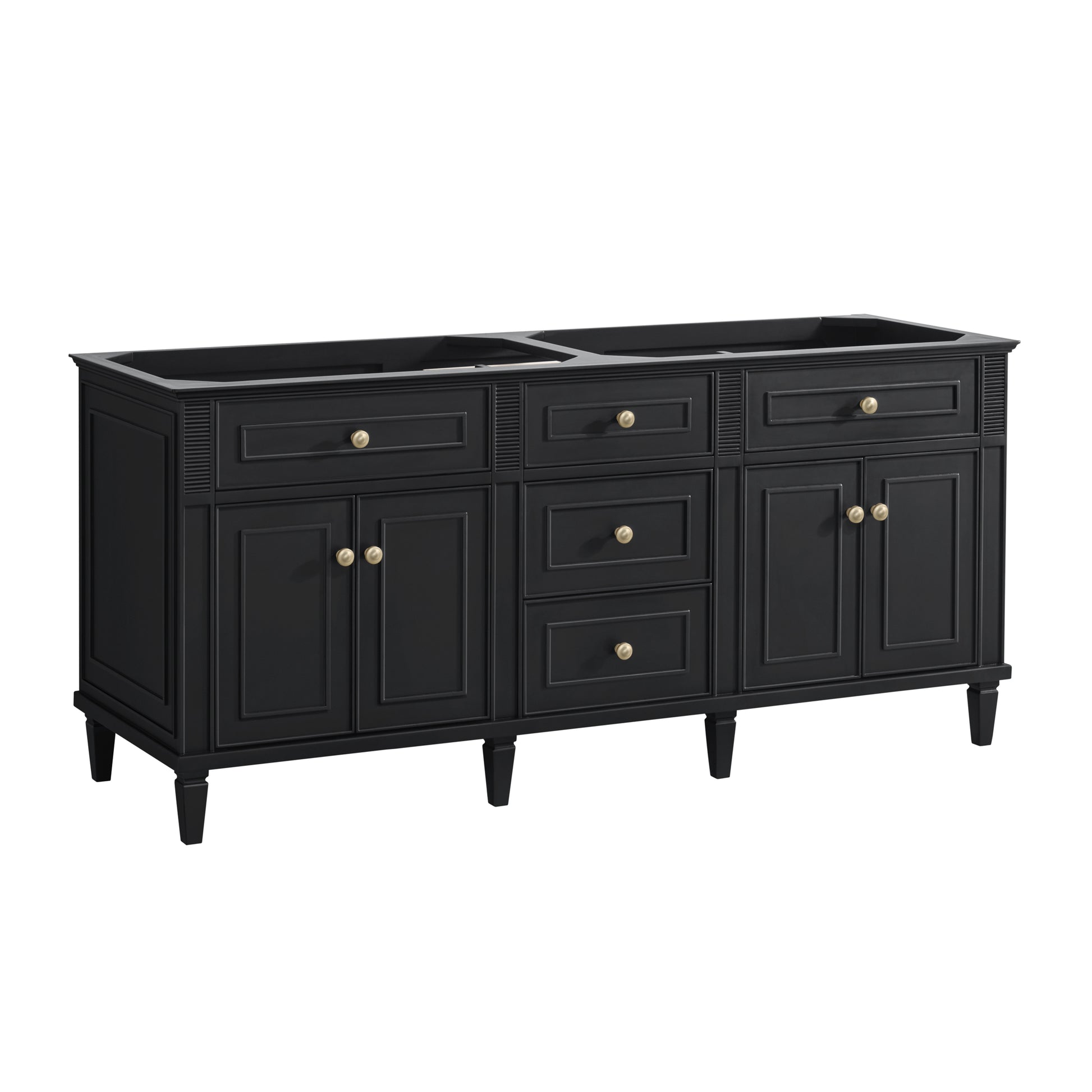 Renovate for Less Atlanta Lorelai 72" Double Vanity, Black Onyx w/ 3 CM White Zeus Silestone Top