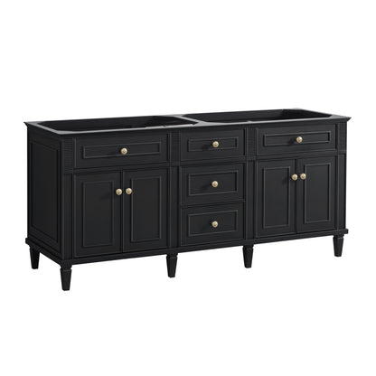 Renovate for Less Atlanta Lorelai 72" Double Vanity, Black Onyx w/ 3 CM White Zeus Silestone Top