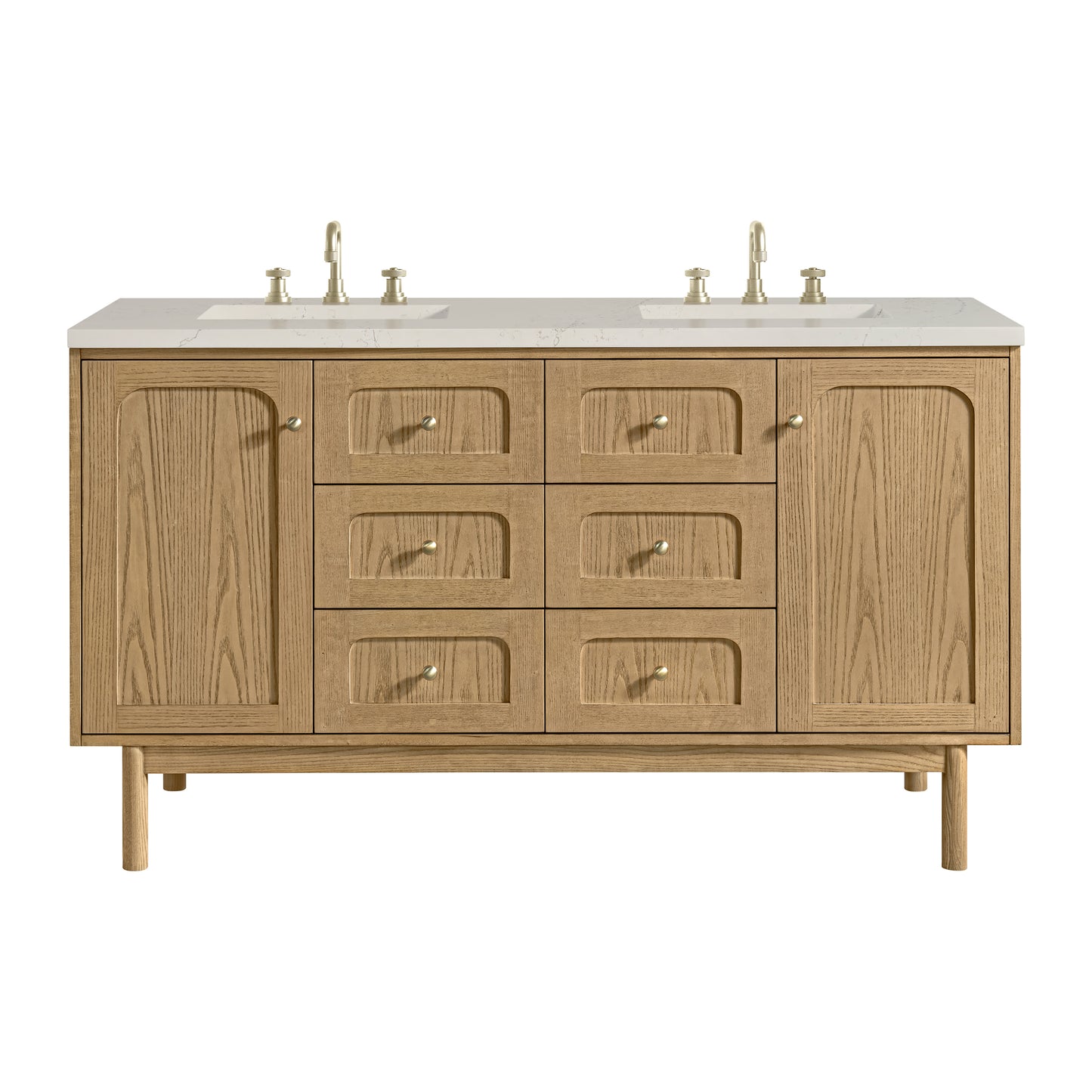Renovate for Less Atlanta Laurent 60" Double Vanity, Light Natural Oak, w/ 3 CM Siberian Silestone Top