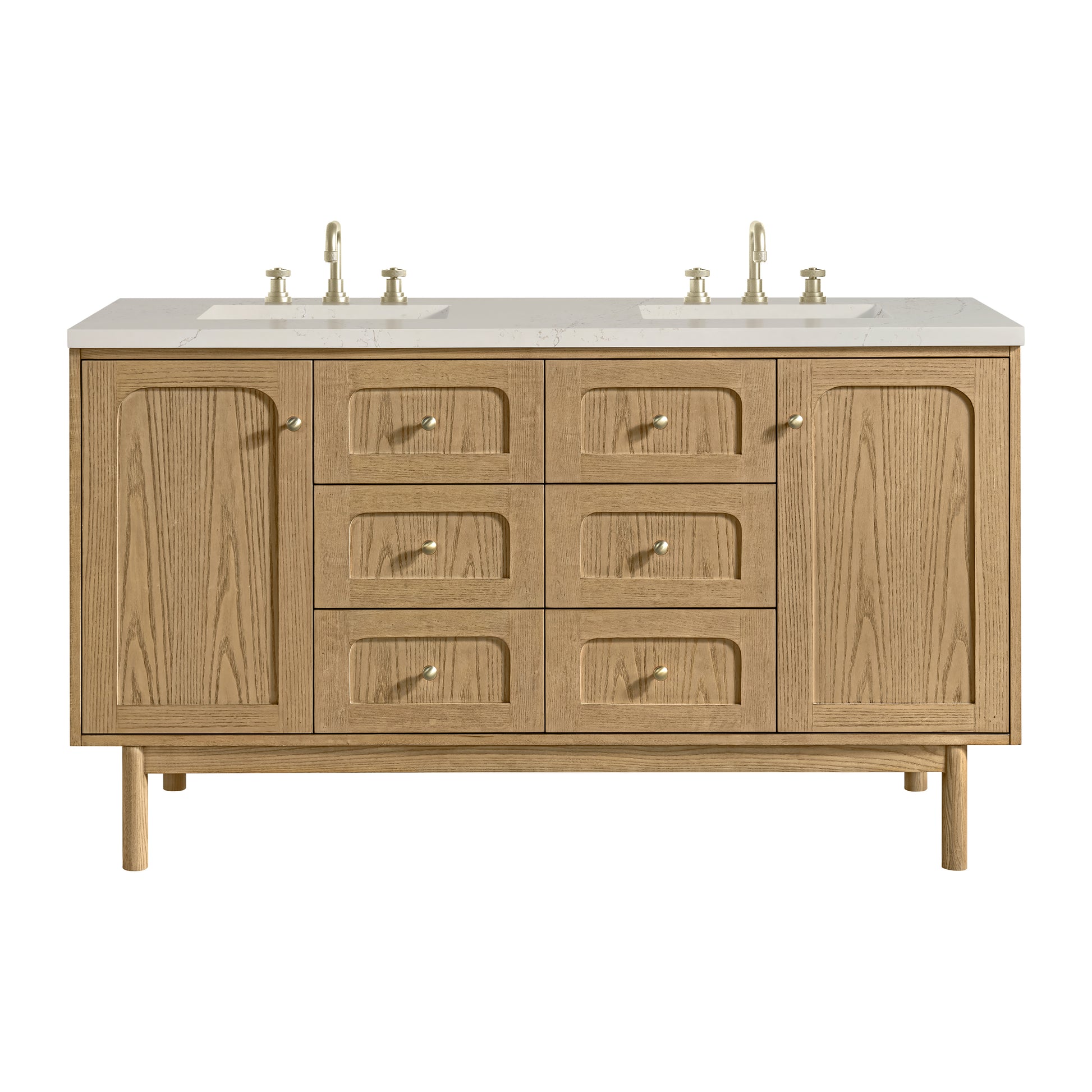 Renovate for Less Atlanta Laurent 60" Double Vanity, Light Natural Oak, w/ 3 CM Siberian Silestone Top