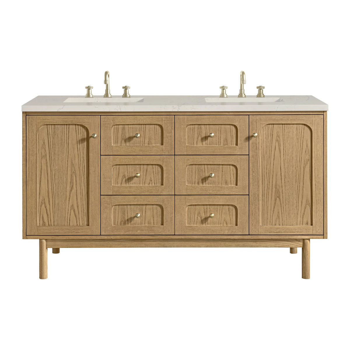 Laurent 60" Double Vanity, Light Natural Oak, w/ 3 CM Siberian Silestone Top