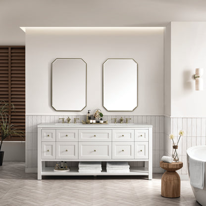 Renovate for Less Atlanta Breckenridge 72" Double Vanity, Bright White w/ 3 CM Lime Delight Top