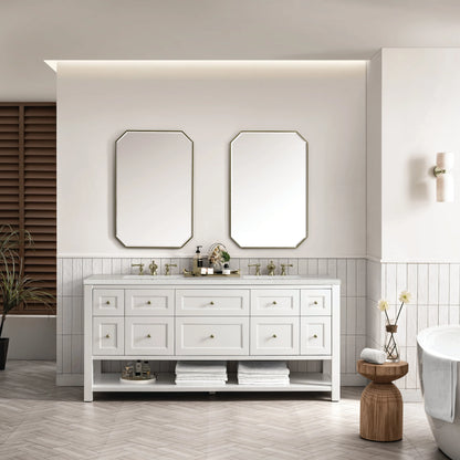 Breckenridge 72" Double Vanity, Bright White w/ 3 CM Lime Delight Top