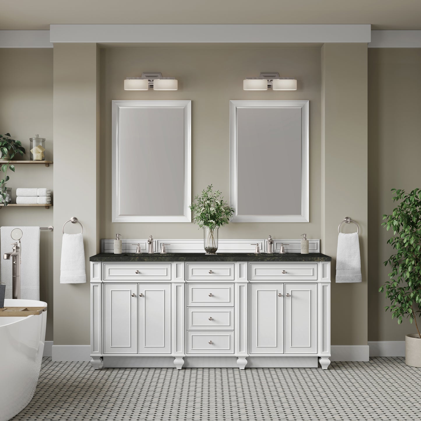 Renovate for Less Atlanta Bristol 72" Double Vanity, Bright White, w/ 3 CM Phantome Eclos Top