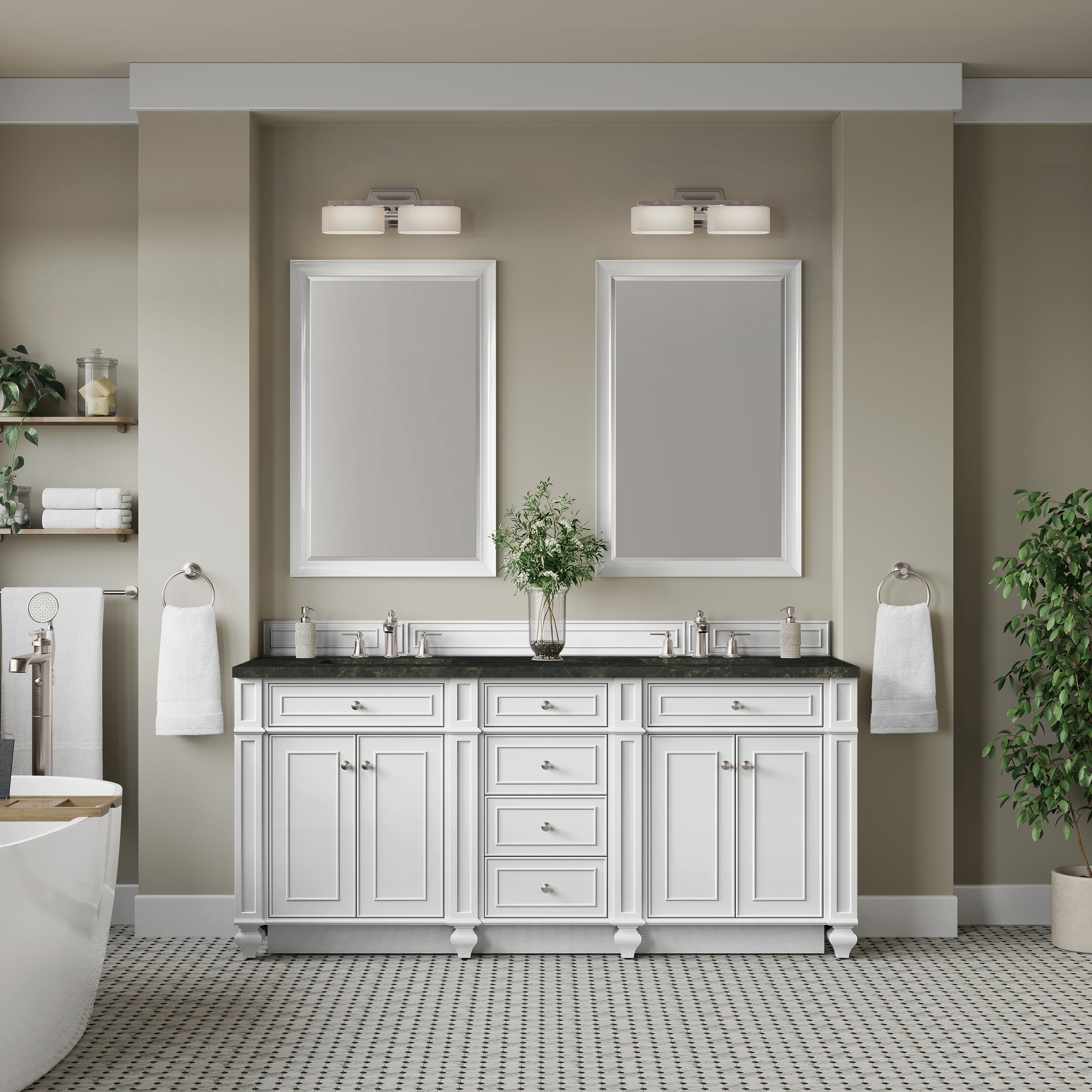 Renovate for Less Atlanta Bristol 72" Double Vanity, Bright White, w/ 3 CM Phantome Eclos Top