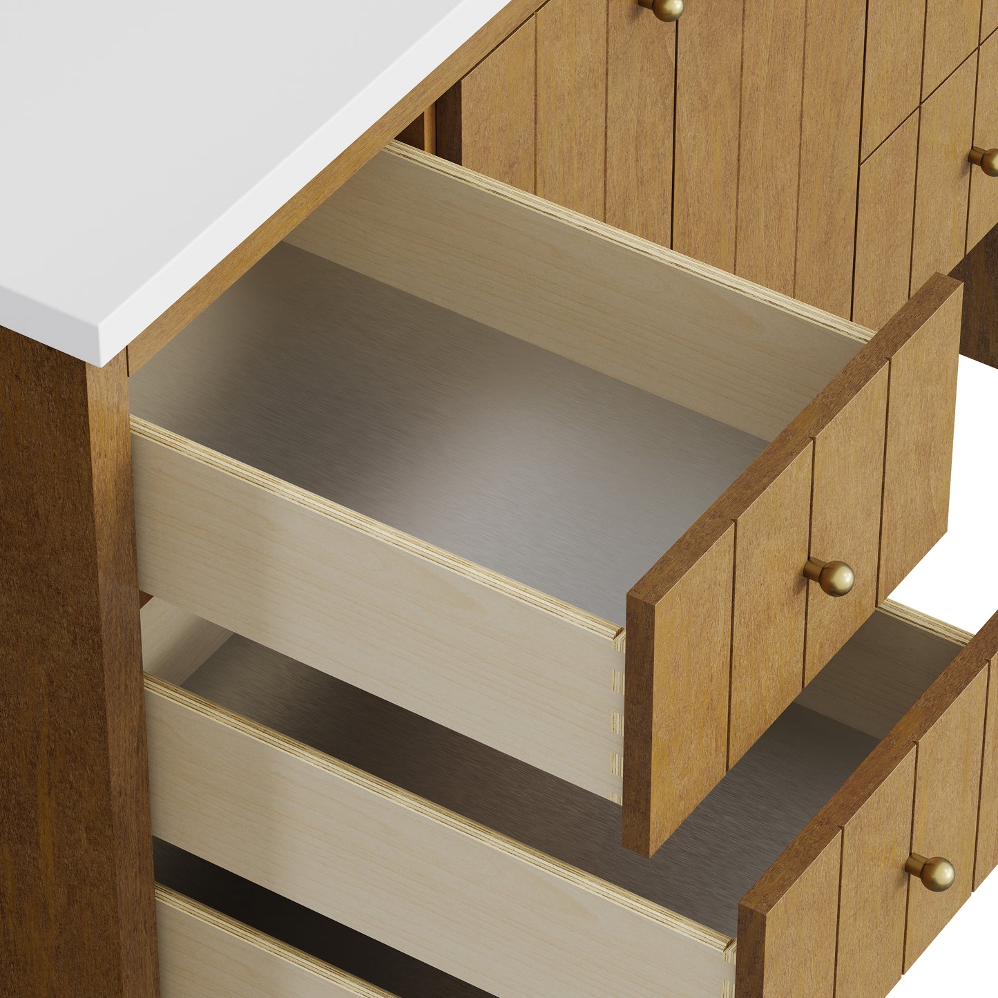 Renovate for Less Atlanta Hudson 48" Single Vanity, Honey Oak w/ 3 CM Phantome Eclos Top