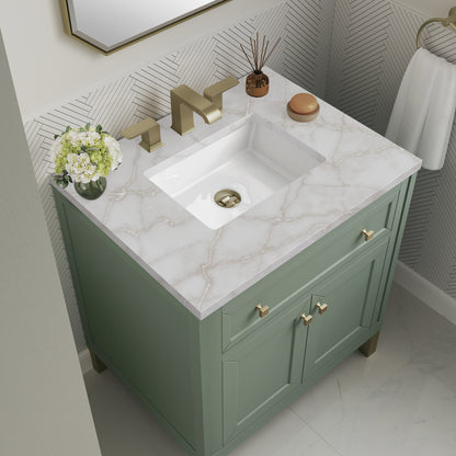 Renovate for Less Atlanta Chicago 30" Single Vanity, Smokey Celadon, w/ 3 CM Victorian Silver Silestone® Top