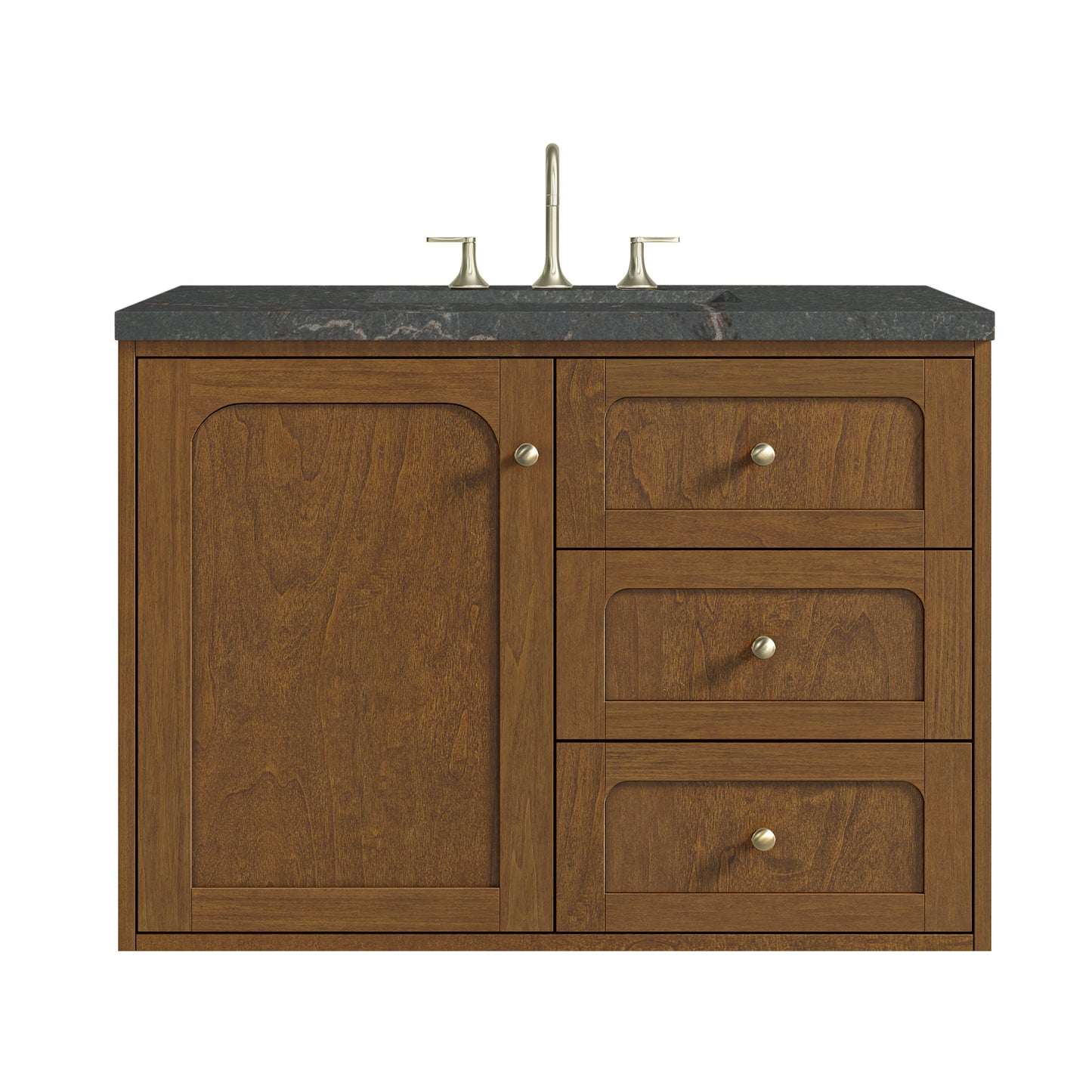 Renovate for Less Atlanta Laurent 36" Single Vanity, Honey Oak w/ 3 CM Parisien Bleu Silestone Top