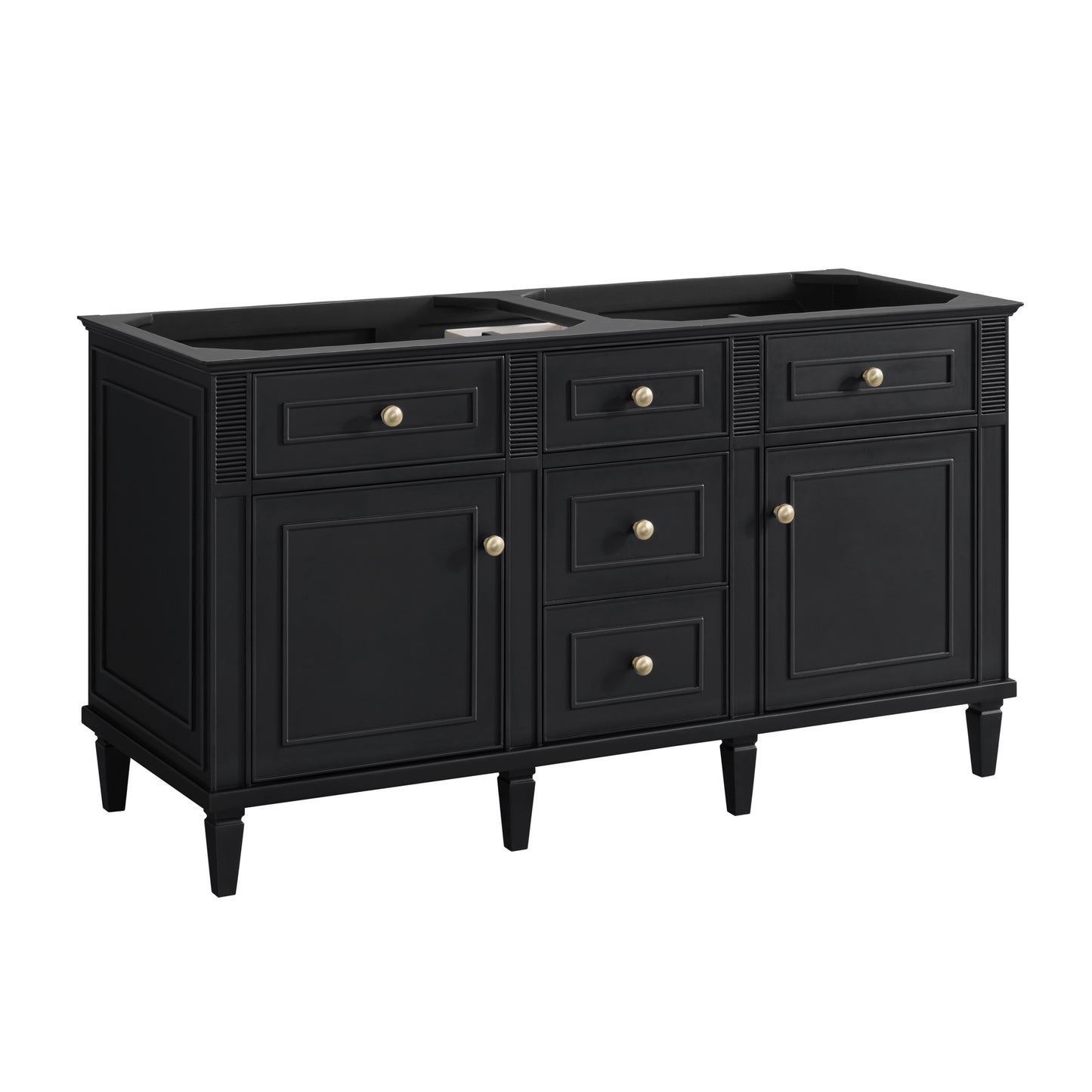 Renovate for Less Atlanta Lorelai 60" Double Vanity, Black Onyx w/ 3 CM White Zeus Silestone Top