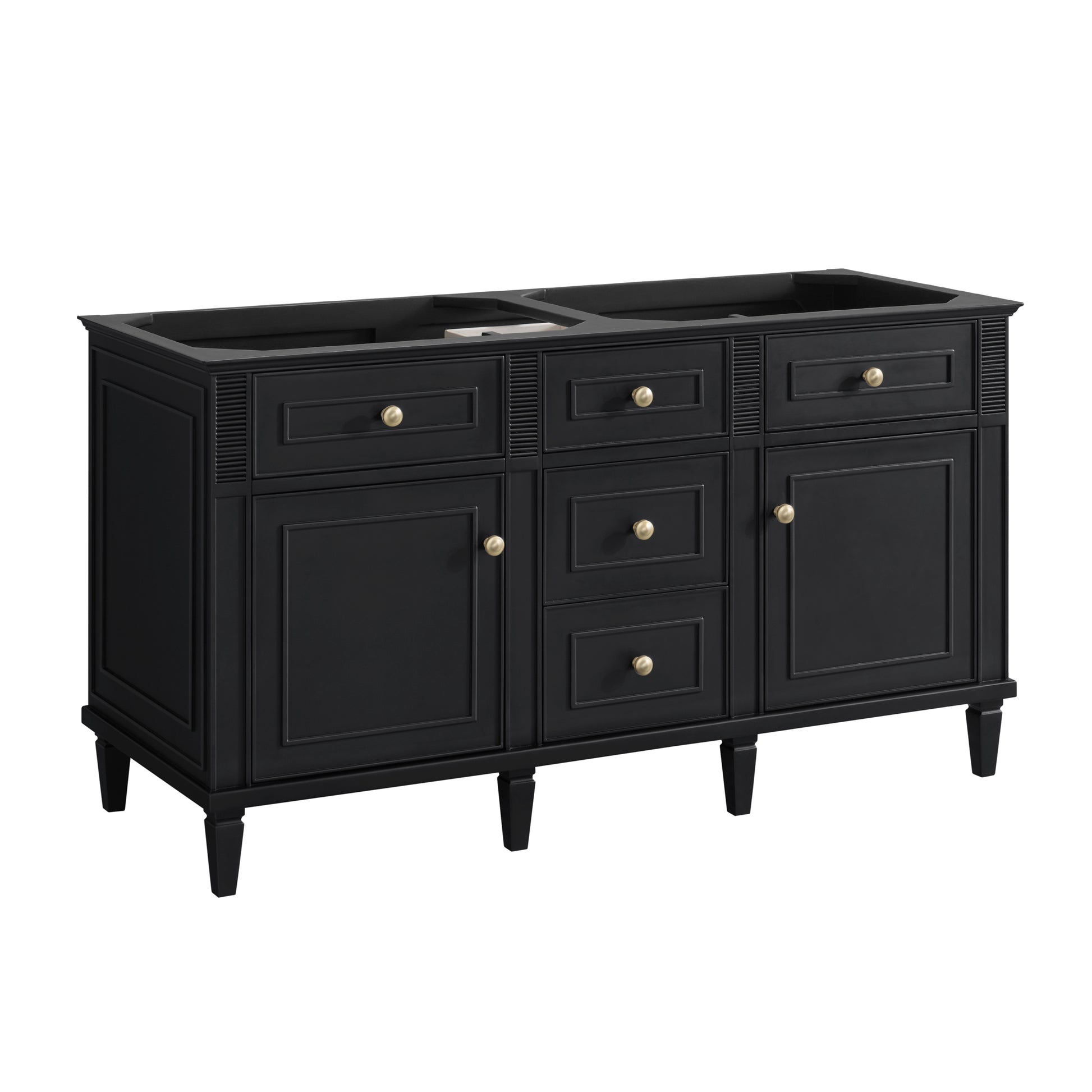 Renovate for Less Atlanta Lorelai 60" Double Vanity, Black Onyx w/ 3 CM White Zeus Silestone Top