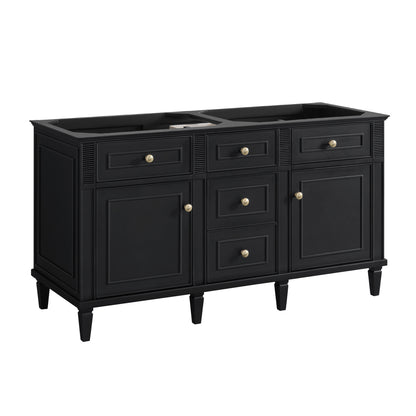 Renovate for Less Atlanta Lorelai 60" Double Vanity, Black Onyx w/ 3 CM White Zeus Silestone Top
