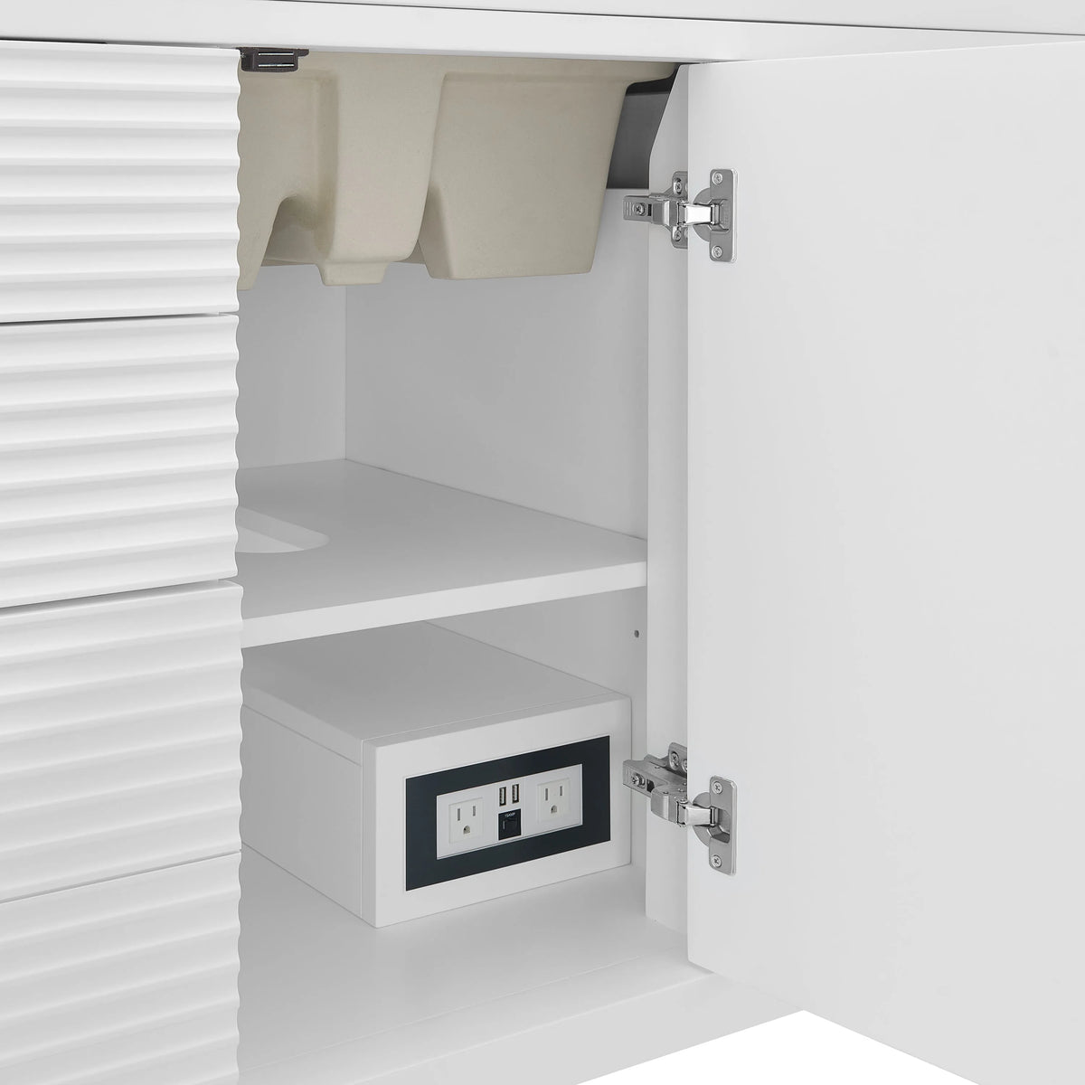 Myrrin 48" Single Vanity, Bright White w/ 3 CM Victorian Silver Silestone Top