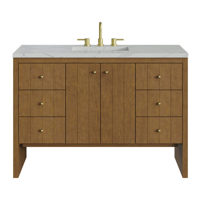 Hudson 48" Single Vanity, Honey Oak w/ 3 CM Ethereal Noctis Silestone Top