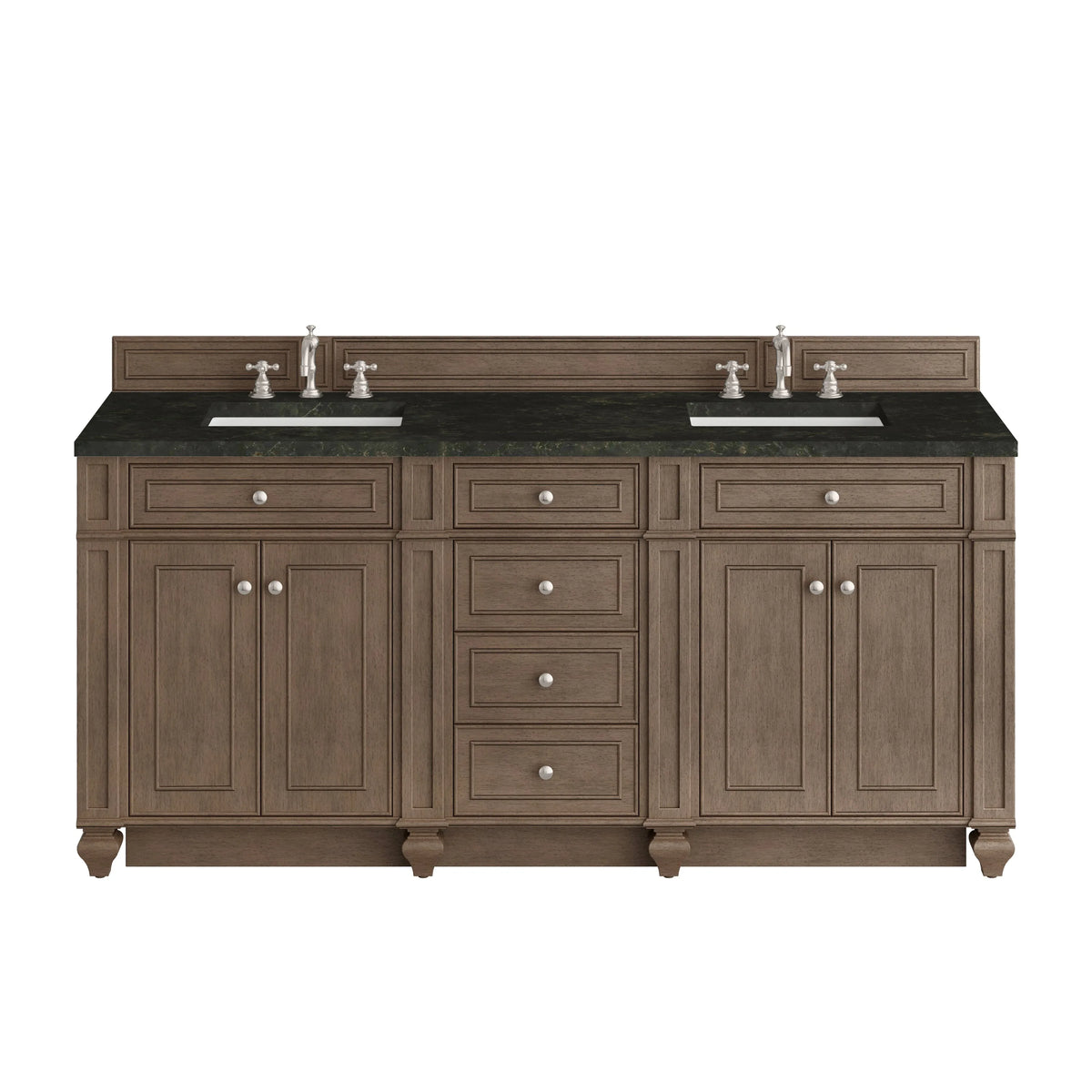Bristol 72" Double Vanity, Whitewashed Walnut, w/ 3 CM Phantome Eclos Top