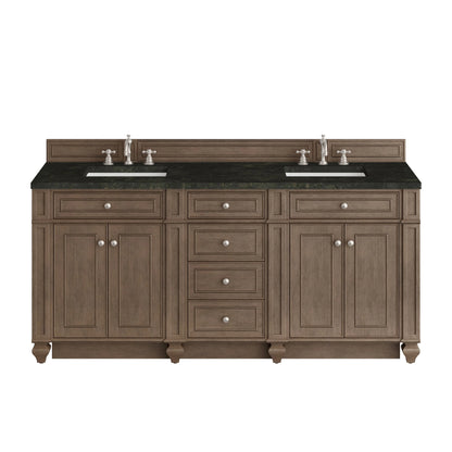 Bristol 72" Double Vanity, Whitewashed Walnut, w/ 3 CM Phantome Eclos Top