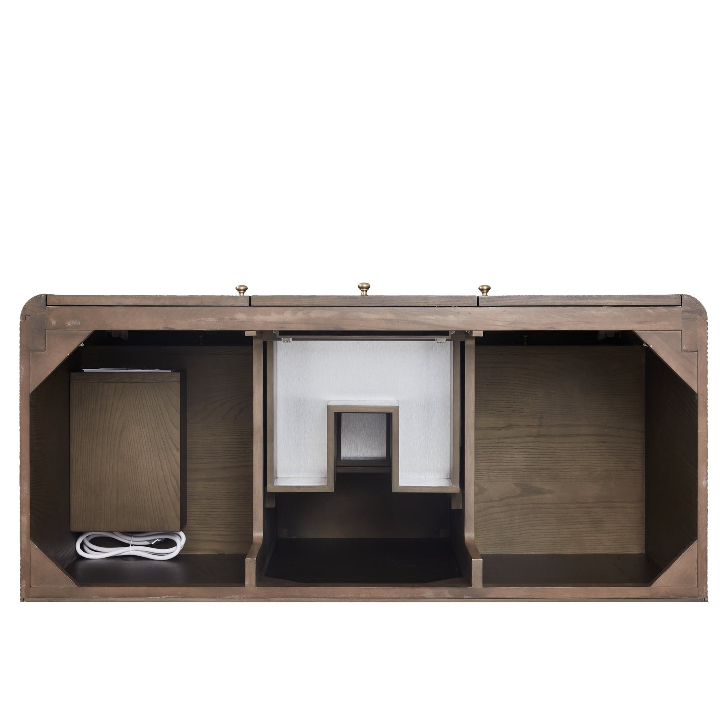 Renovate for Less Atlanta Gracyn 48" Single Vanity, Sable, w/ 3 CM Victorian Silver Silestone Top w/ FreePower Wireless Charger