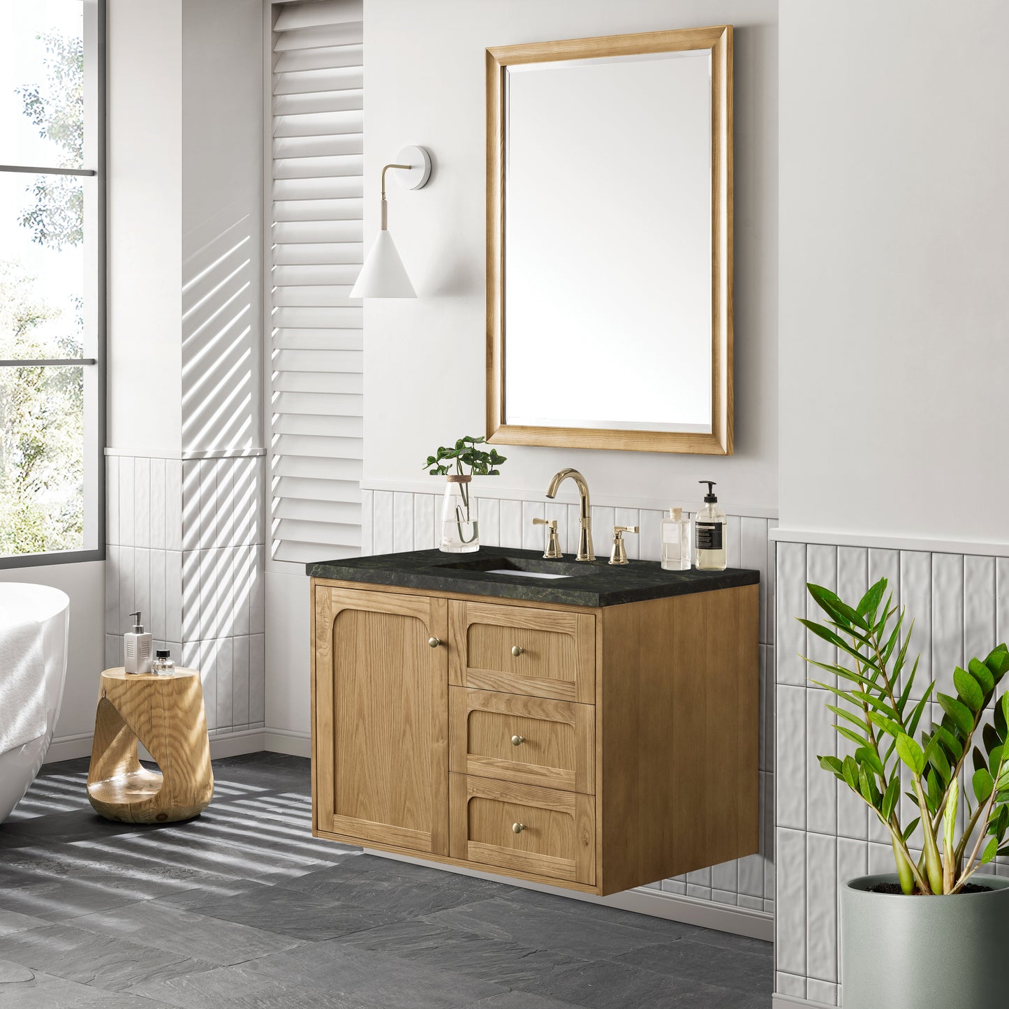 Renovate for Less Atlanta Laurent 36" Single Vanity, Light Natural Oak, w/ 3 CM Phantome Eclos Top