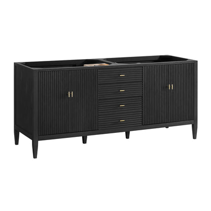 Renovate for Less Atlanta Myrrin 72" Double Vanity, Carbon Oak w/ 3 CM Carrara White Marble Top