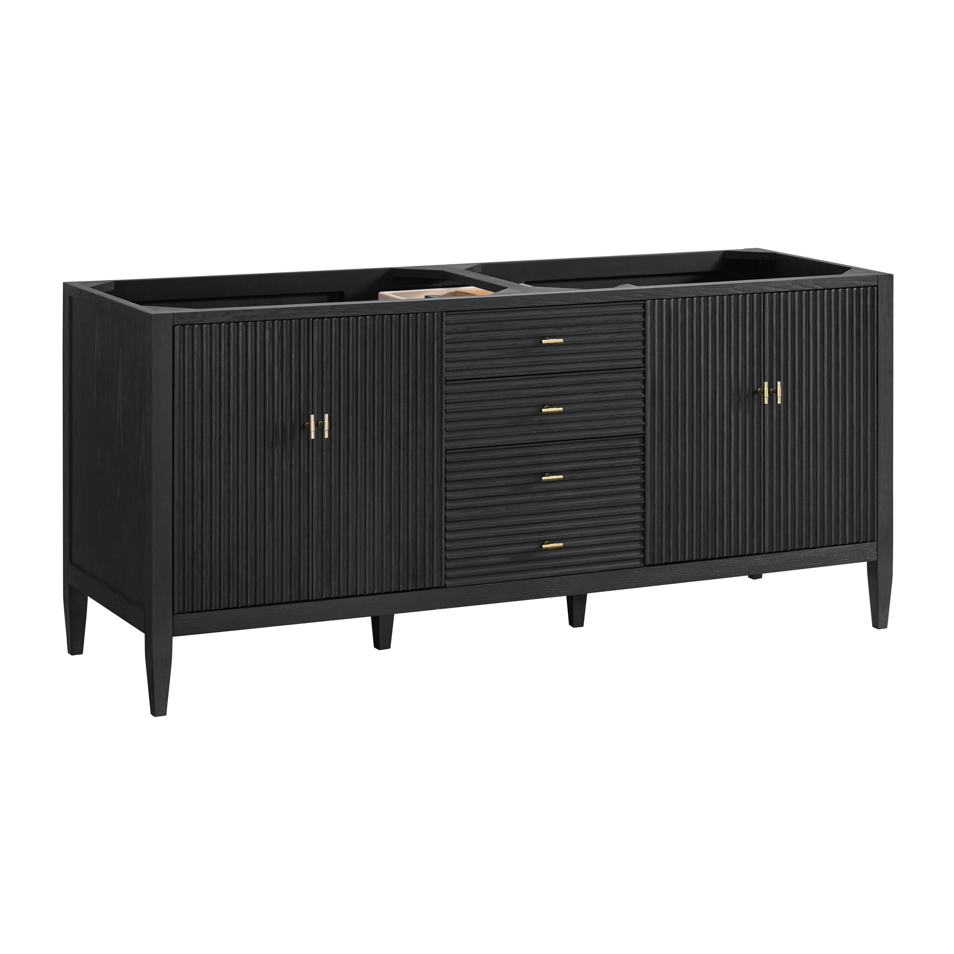 Renovate for Less Atlanta Myrrin 72" Double Vanity, Carbon Oak w/ 3 CM Lime Delight Silestone Top