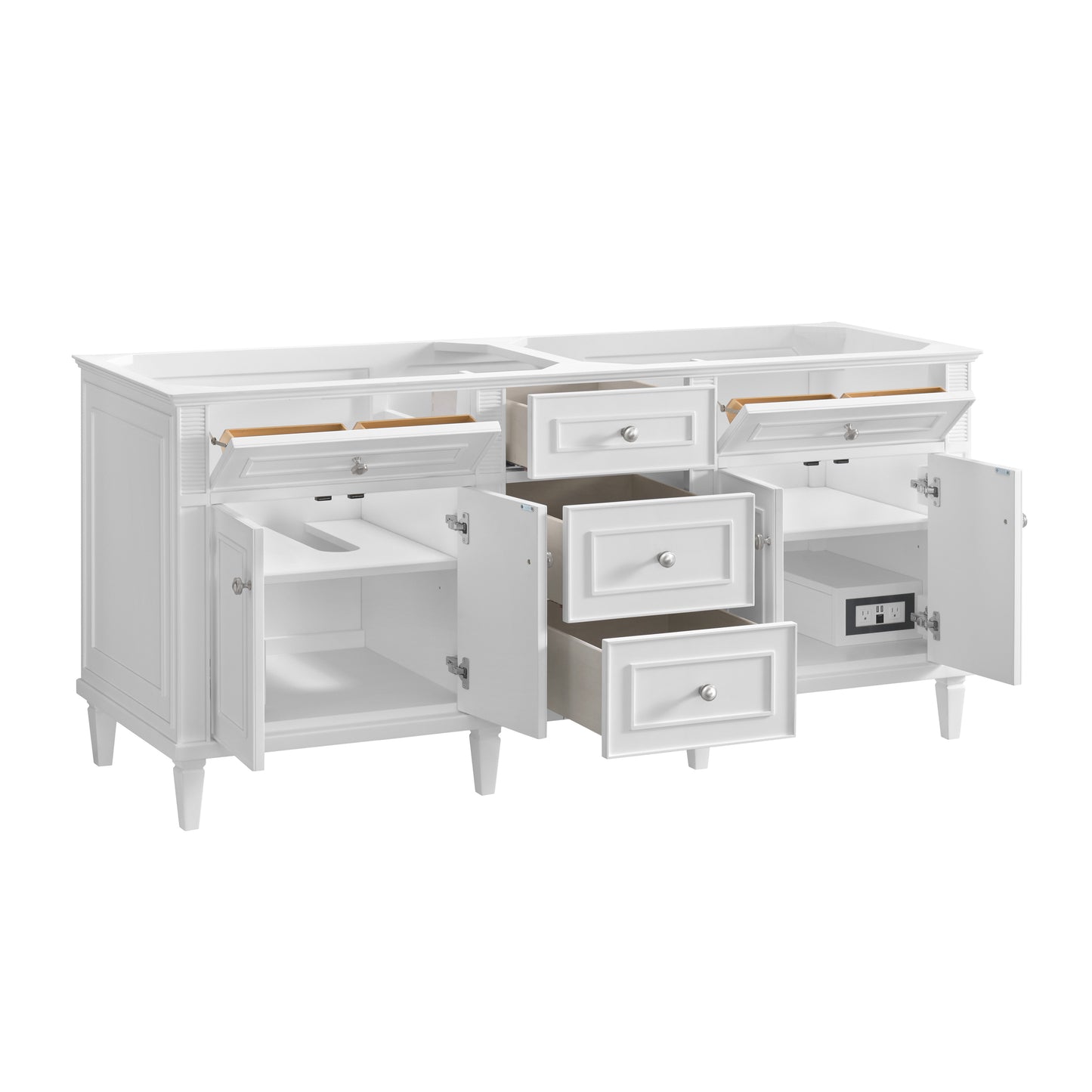 Renovate for Less Atlanta Lorelai 72" Double Vanity, Bright White w/ 3 CM White Zeus Silestone Top