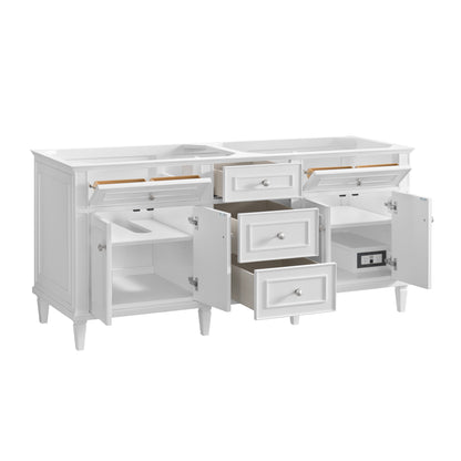 Renovate for Less Atlanta Lorelai 72" Double Vanity, Bright White w/ 3 CM White Zeus Silestone Top
