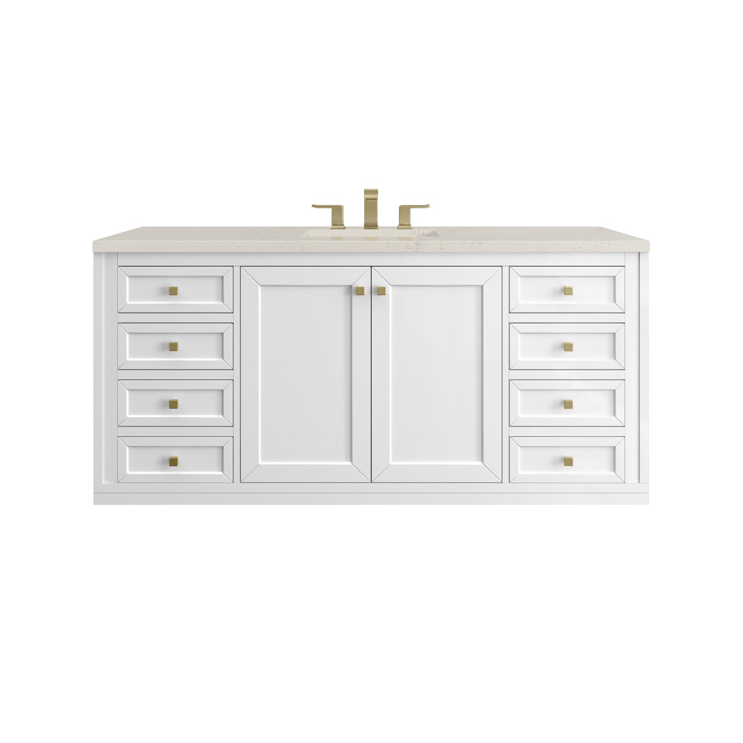 Renovate for Less Atlanta Chicago 60" Single Vanity, Glossy White, w/ 3 CM Siberian Silestone Top w/FreePower Wireless Charger