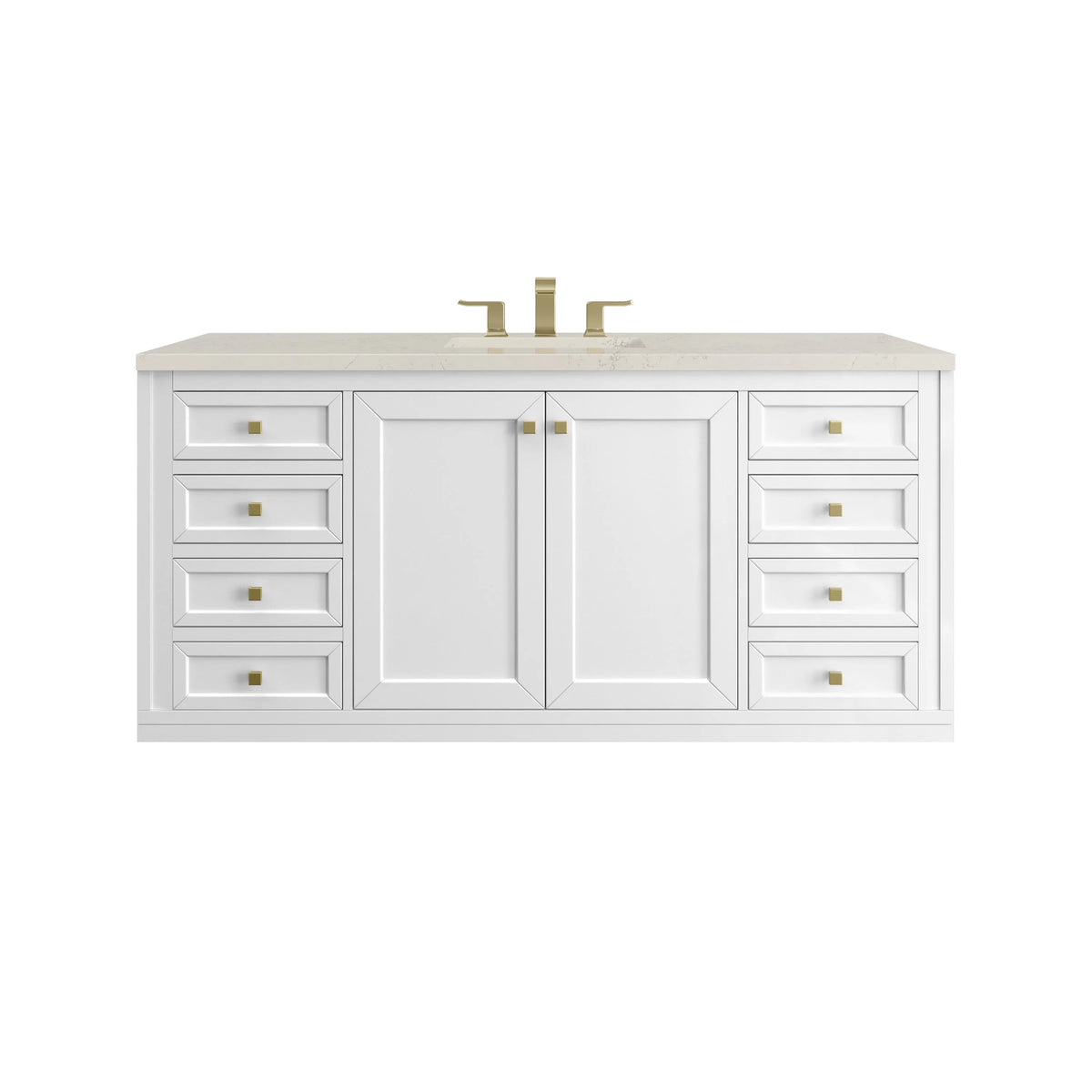 Chicago 60" Single Vanity, Glossy White, w/ 3 CM Siberian Silestone Top w/FreePower Wireless Charger