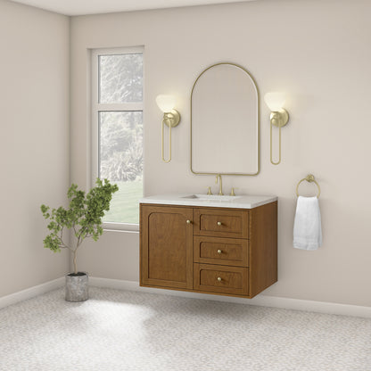 Renovate for Less Atlanta Laurent 36" Single Vanity, Honey Oak w/ 3 CM Lime Delight Silestone Top