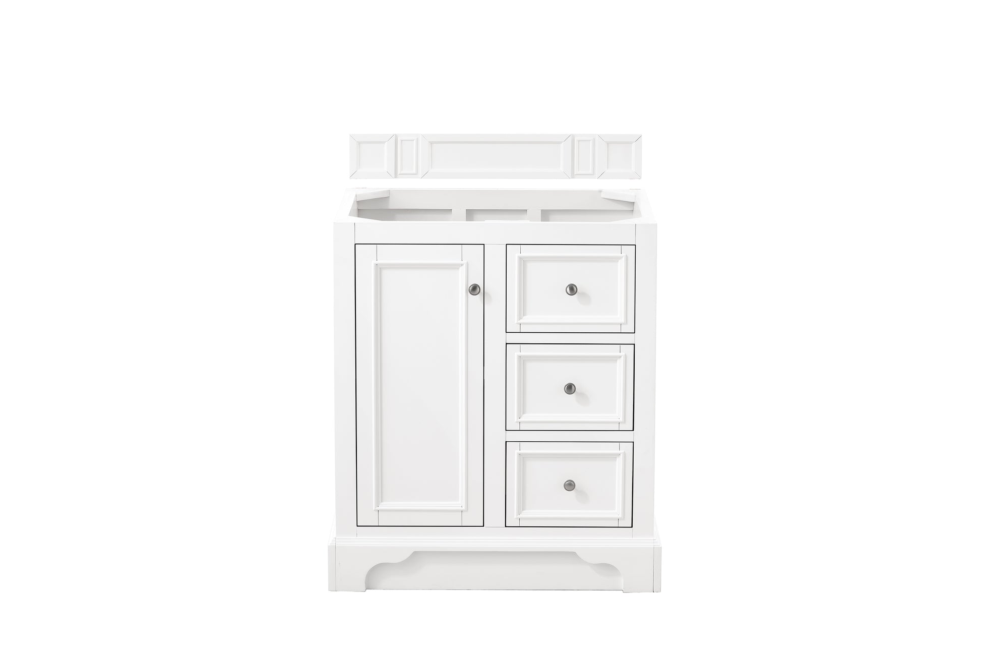 Renovate for Less Atlanta De Soto 30" Single Vanity, Bright White, w/ 3 CM Siberian Silestone Top