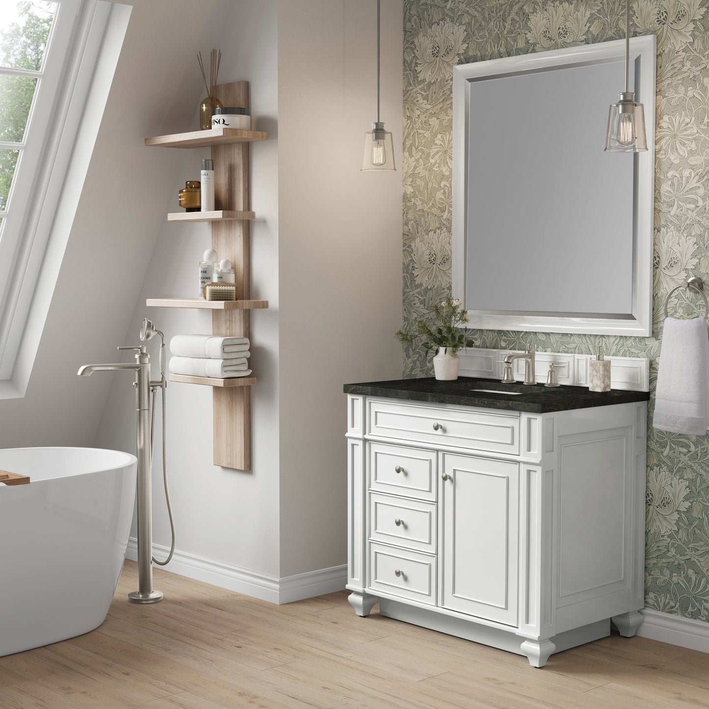 Renovate for Less Atlanta Bristol 36" Single Vanity, Bright White, w/ 3 CM Phantome Eclos Top