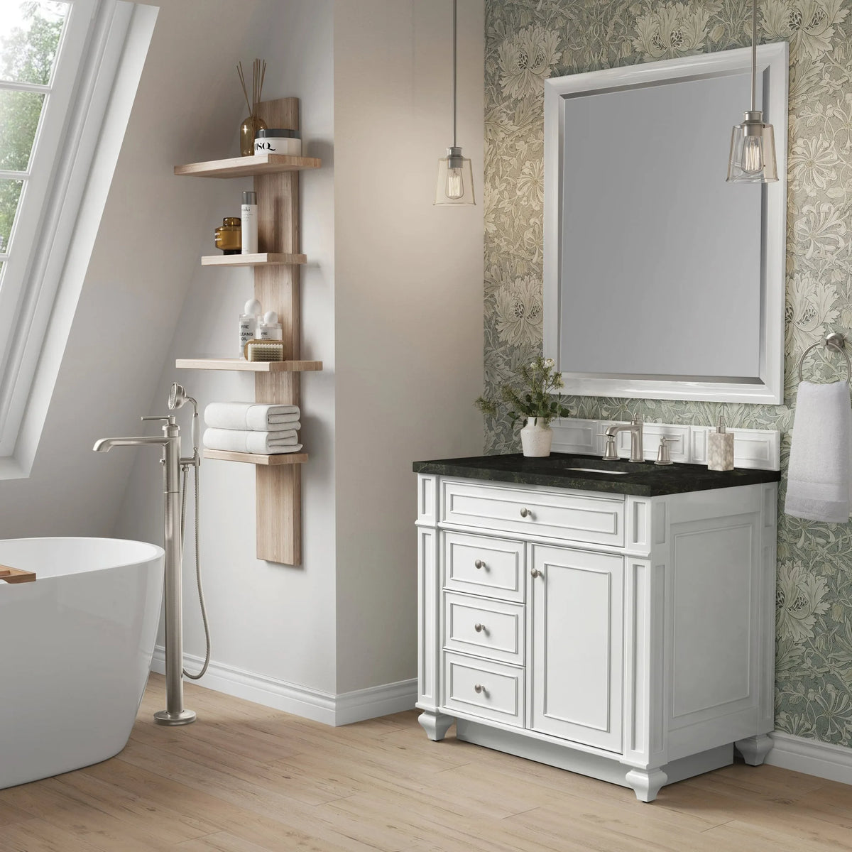 Bristol 36" Single Vanity, Bright White, w/ 3 CM Phantome Eclos Top