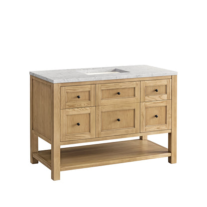Renovate for Less Atlanta Breckenridge 48" Single Vanity, Light Natural Oak w/ 3 CM Eternal Jasmine Pearl Top w/FreePower Wireless Charger