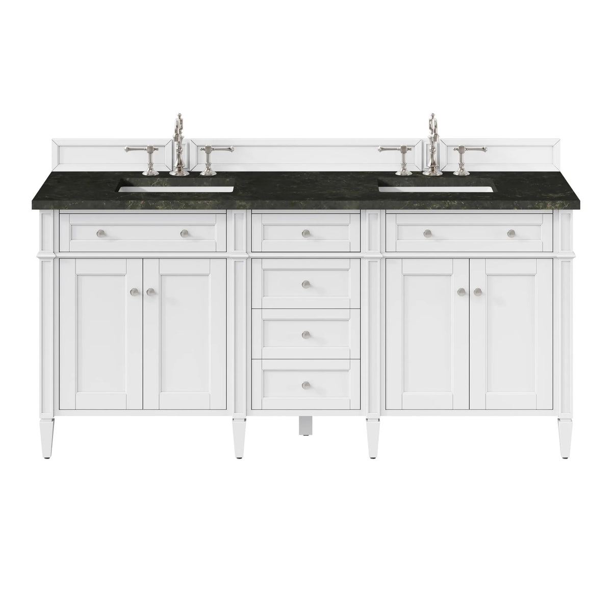 Brittany 72" Double Vanity in Bright White, w/ 3 CM Phantome Eclos Top