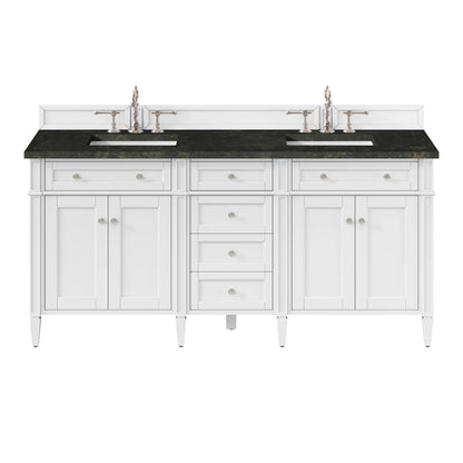 Brittany 72" Double Vanity in Bright White, w/ 3 CM Phantome Eclos Top