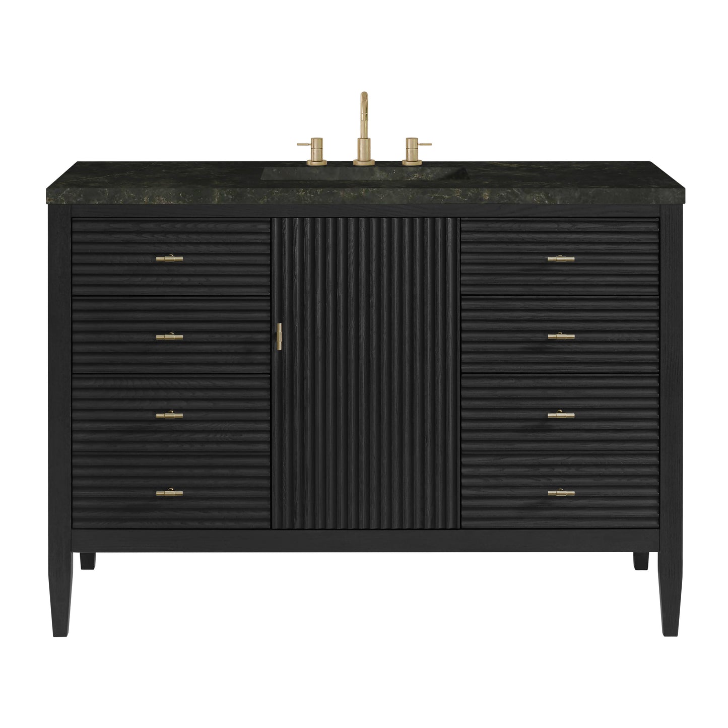 Renovate for Less Atlanta Myrrin 48" Single Vanity, Carbon Oak, w/ 3 CM Phantome Eclos Top
