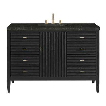 Renovate for Less Atlanta Myrrin 48" Single Vanity, Carbon Oak, w/ 3 CM Phantome Eclos Top
