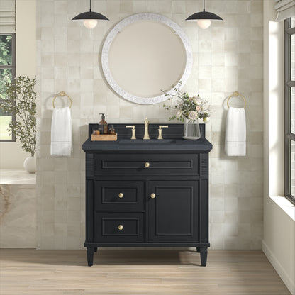 Renovate for Less Atlanta Lorelai 36" Single Vanity, Black Onyx w/ 3 CM Charcoal Soapstone Silestone Top