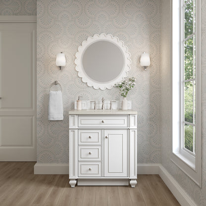 Renovate for Less Atlanta Bristol 30" Single Vanity, Bright White, w/ 3 CM Siberian Silestone Top