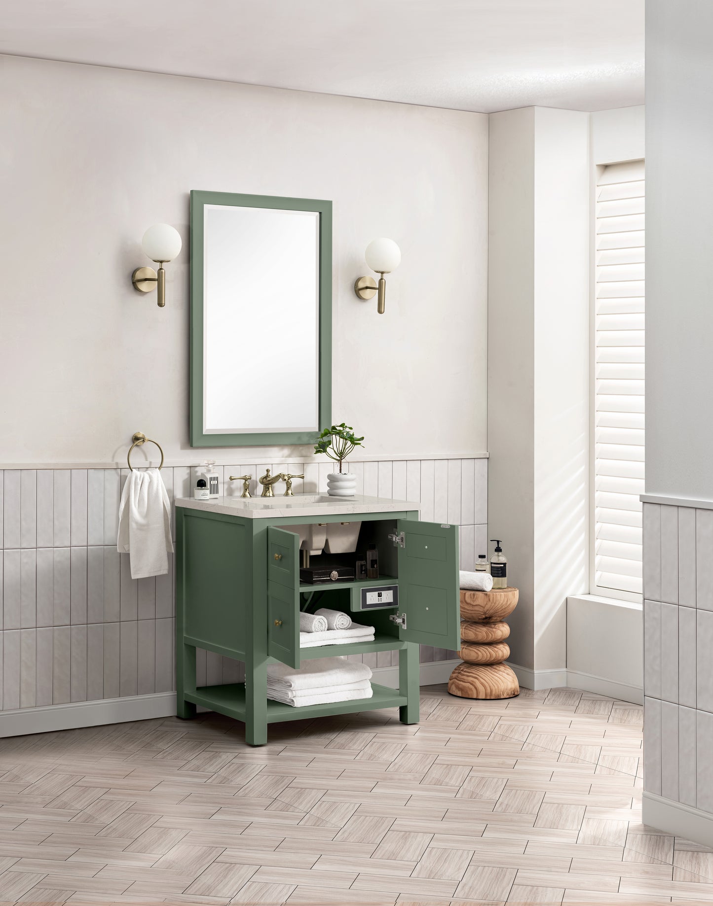 Renovate for Less Atlanta Breckenridge 30" Single Vanity, Smokey Celadon, w/ 3 CM Siberian Silestone Top