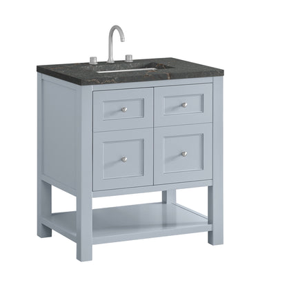 Renovate for Less Atlanta Breckenridge 30" Single Vanity, Serenity Blue, w/ 3 CM Parisien Bleu Quartz Top