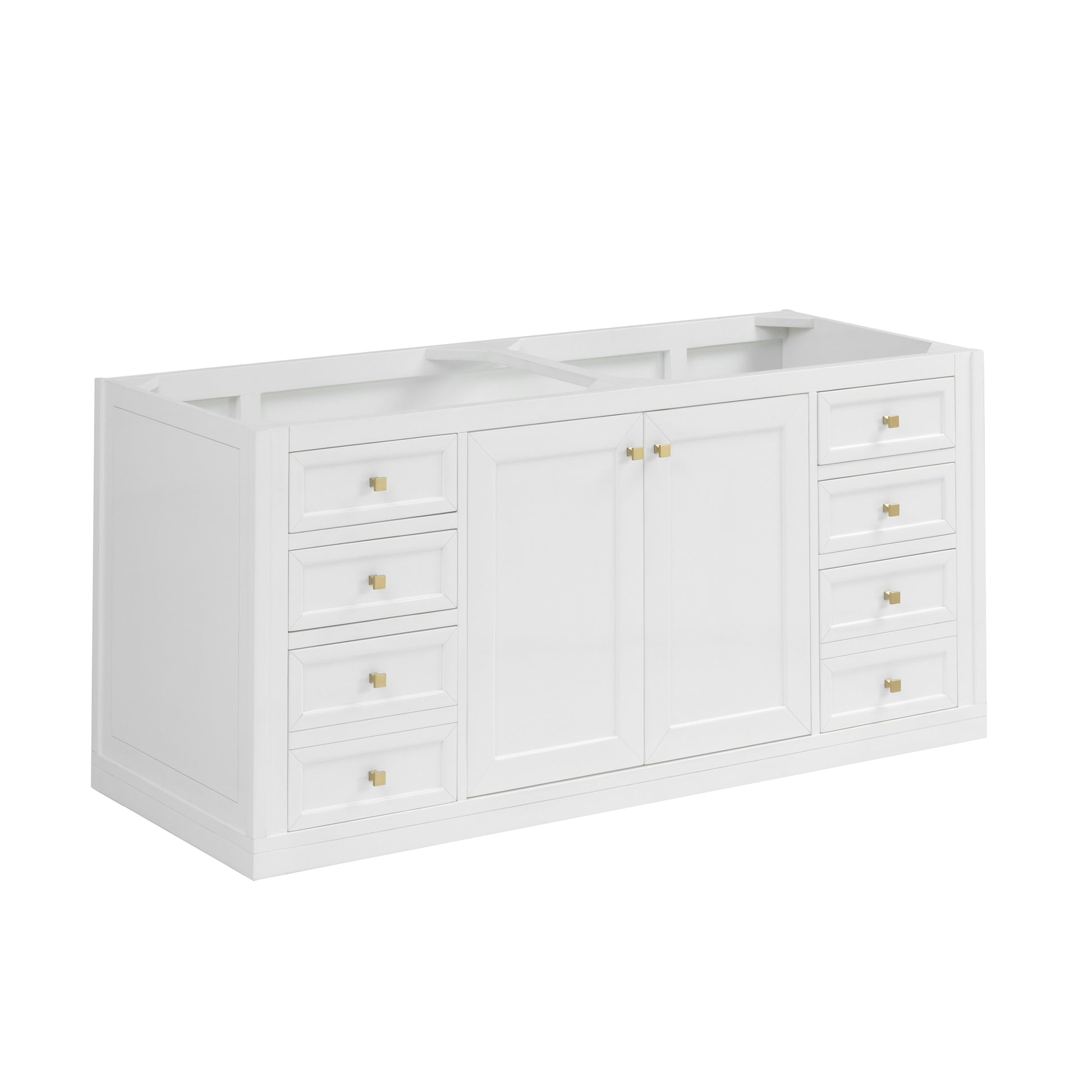 Renovate for Less Atlanta Chicago 60" Double Vanity, Glossy White, w/ 3 CM White Zeus Silestone® Top