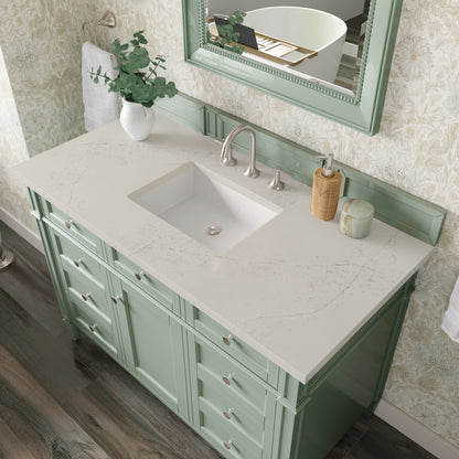 Renovate for Less Atlanta Brittany 48" Single Vanity, Sage Green, w/ 3 CM Siberian Silestone Top