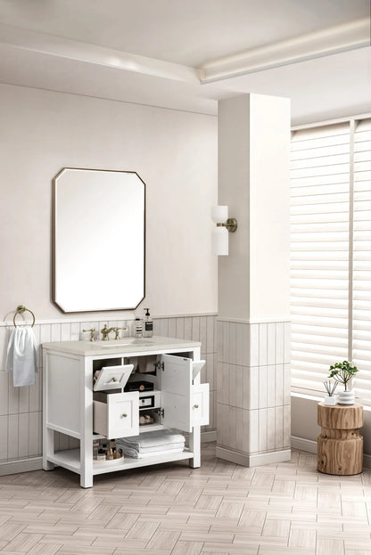 Breckenridge 36" Single Vanity, Bright White, w/ 3 CM Siberian Silestone Top