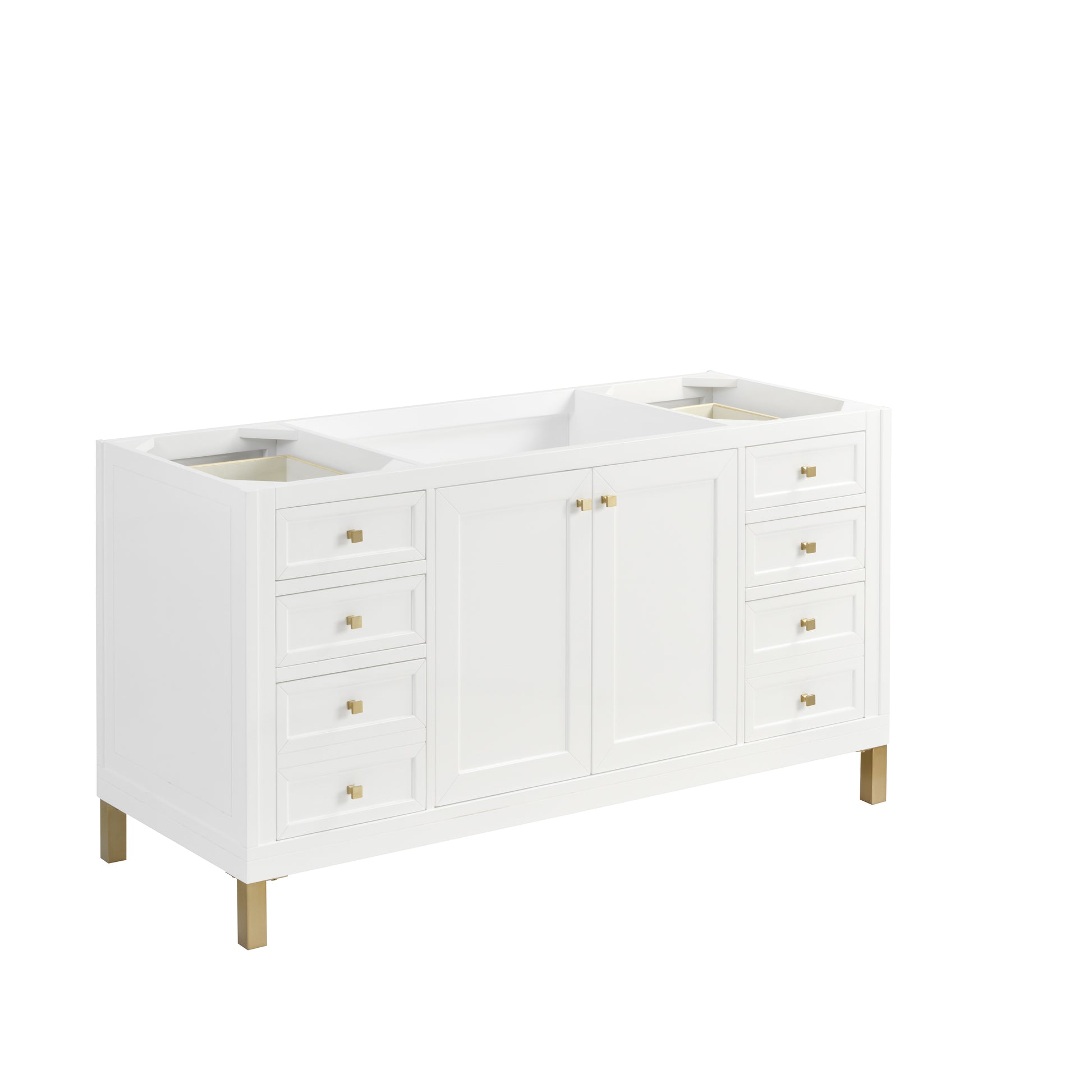 Renovate for Less Atlanta Chicago 60" Single Vanity, Glossy White, w/ 3 CM Tajnar Eclos Top w/FreePower Wireless Charger