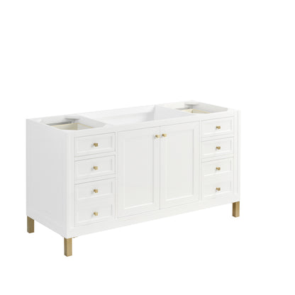 Renovate for Less Atlanta Chicago 60" Single Vanity, Glossy White, w/ Single Hole 3CM White Zeus Silestone® Top & Backsplash