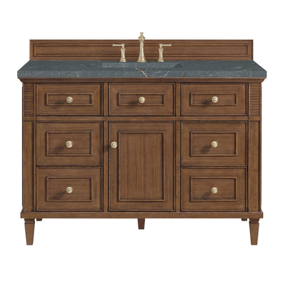 Renovate for Less Atlanta Lorelai 48" Single Vanity, Mid-Century Walnut w/ 3 CM Parisien Bleu Silestone Top